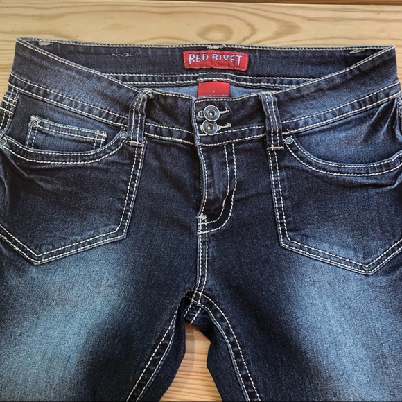 Red Rivet Jeans - Picture 2 of 5